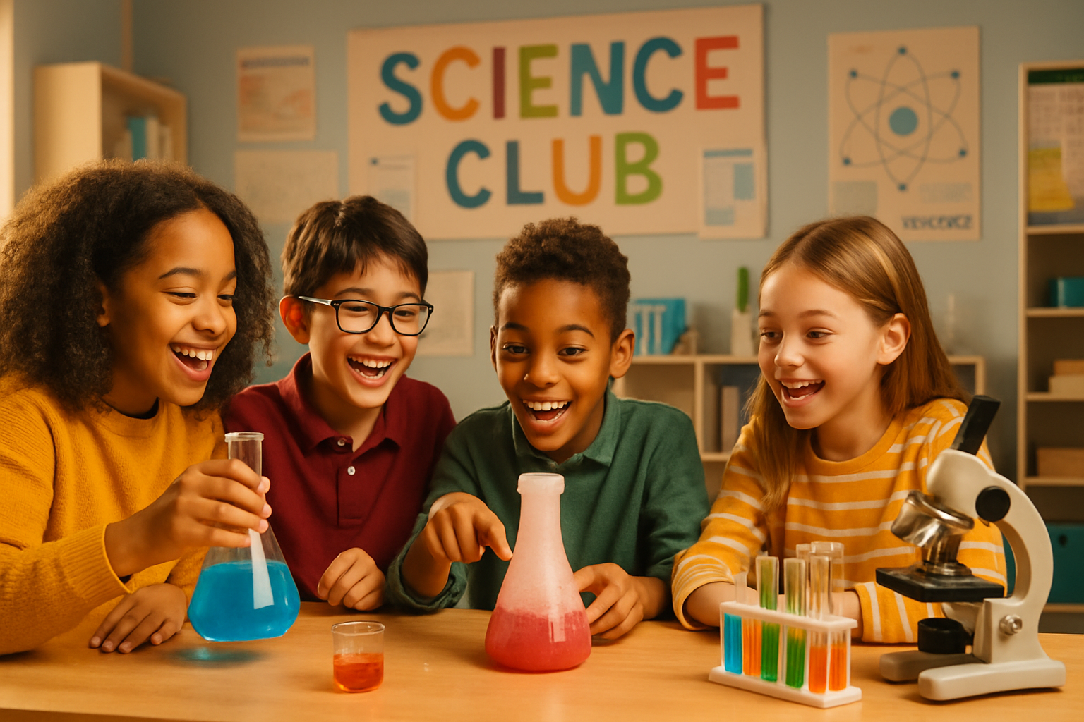 Clube de Ciências - alunos em atividade colaborativa